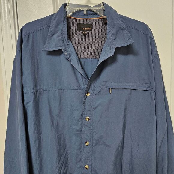OOBE Shirt Men's XLarge Blue Long Sleeve Button-Up Partial Mesh Lining Quick Dry - Picture 3 of 11